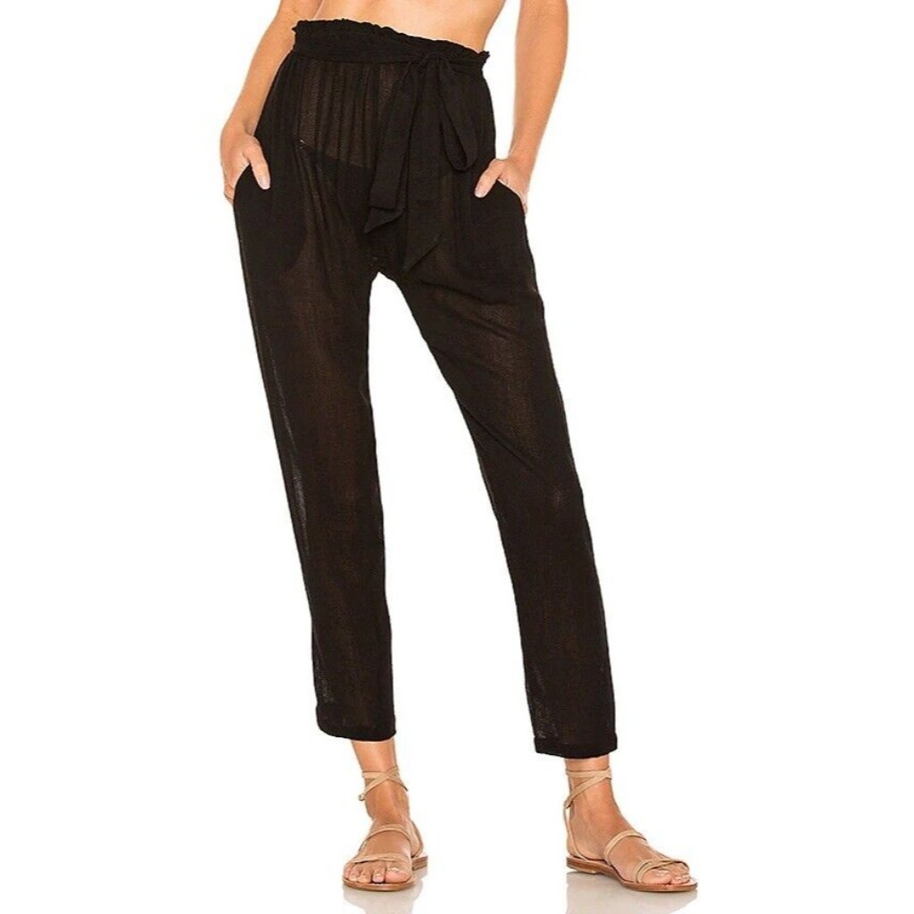 Eberjey Summer Of Love Hudson Pants Black Semi Sheer Elastic